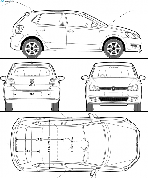 2009 Volkswagen Polo V (6R) 5-door Hatchback blueprint