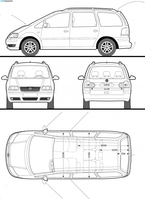 2009 Volkswagen Sharan Minivan blueprint