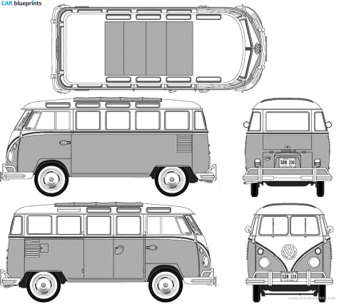 1950 Volkswagen T1 Samba Bus blueprint