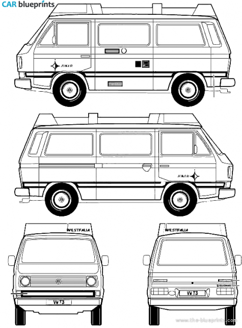 1992 Volkswagen T3 Westfalia Camper Joker Bus blueprint