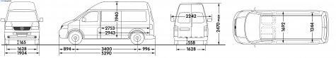 2004 Volkswagen Transporter T5 Panel Van LWB High Roof Van blueprint