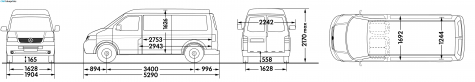 2003 Volkswagen Transporter T5 Panel Van LWB Medium Roof Van blueprint