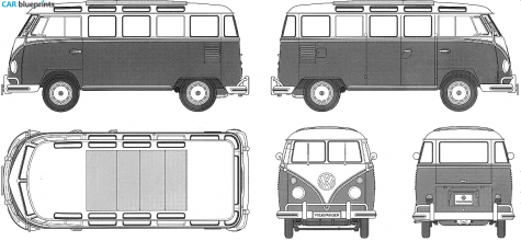 1967 Volkswagen Type 2 Microbus 23-window Bus blueprint