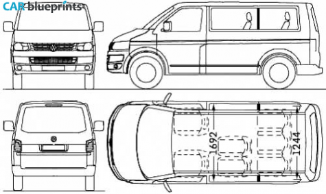 2010 Volkswagen Caravelle Minivan blueprint