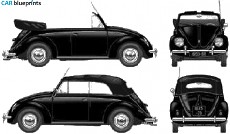 1955 Volkswagen Beetle Karmann Cabriolet blueprint