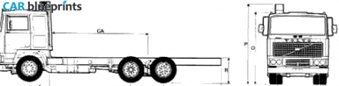 1977 Volvo F12 6x2 Truck blueprint