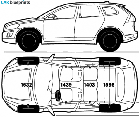 2009 Volvo XC60 SUV blueprint