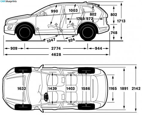 2009 Volvo XC60 SUV blueprint