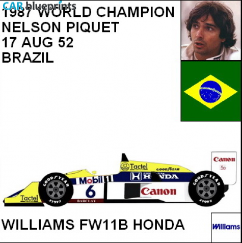 1987 Williams FW11B Honda F1 OW blueprint