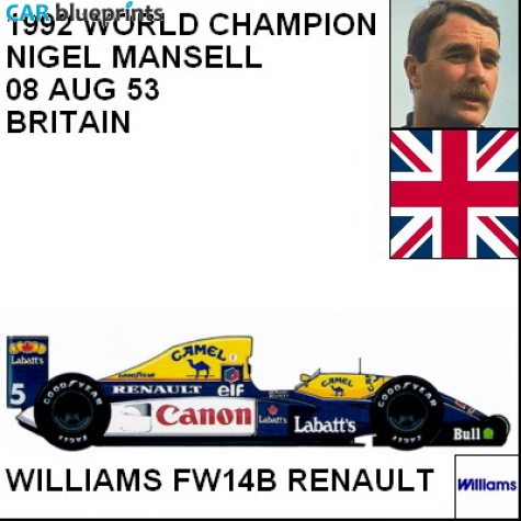 1992 Williams FW14B Renault F1 OW blueprint