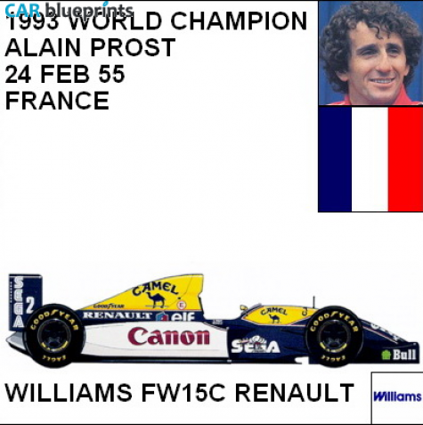 1993 Williams FW15C Renault F1 OW blueprint