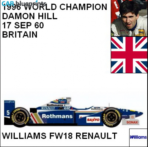 1996 Williams FW18 Renault F1 OW blueprint