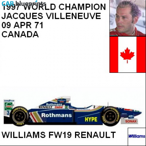 1997 Williams FW19 Renault F1 OW blueprint
