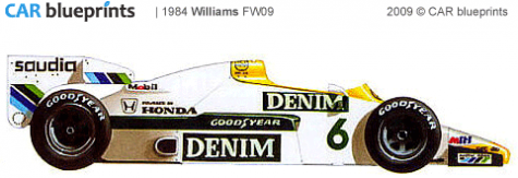 1984 Williams FW09 F1 OW blueprint