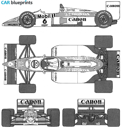 1986 Williams FW11 F1 OW blueprint