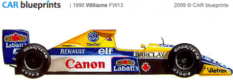 1990 Williams FW13 F1 OW blueprint