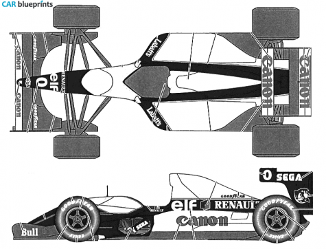 1993 Williams FW15C Monaco GP OW blueprint