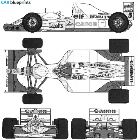 1992 Williams Renault FW14B OW blueprint