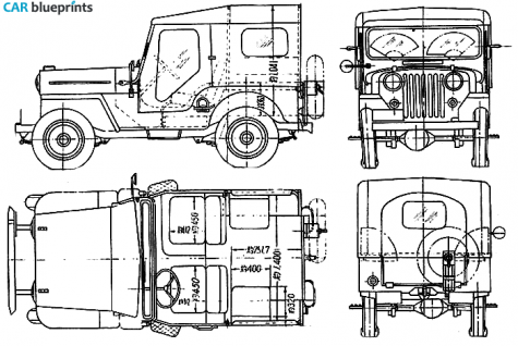 1952 Willys Jeep SUV blueprint