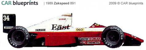 1989 Zakspeed 891 F1 OW blueprint