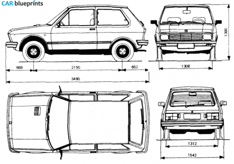 1983 Zastava Koral Hatchback blueprint