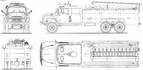 1962 ZIL 130 Fire Truck blueprint