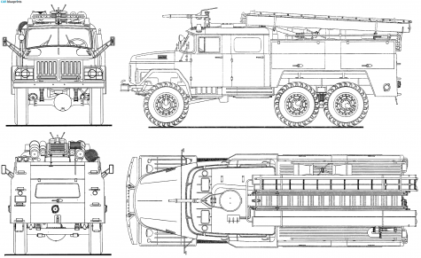 1966 ZIL 131 Fire Truck blueprint